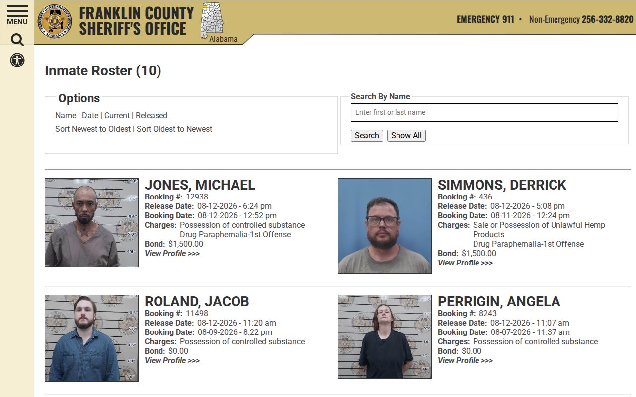 Franklin County busted mugshot 48-hour release record view