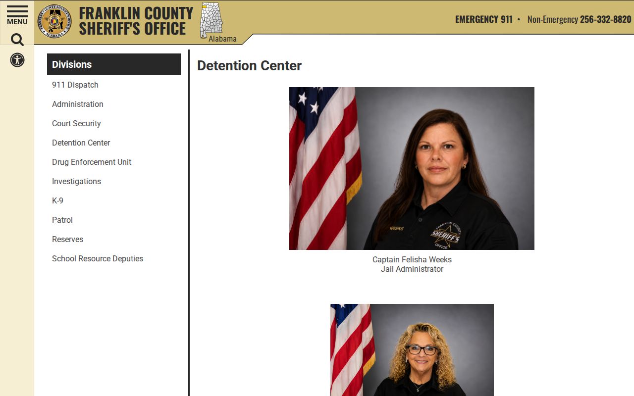 Franklin County Detention Center booking process and record context