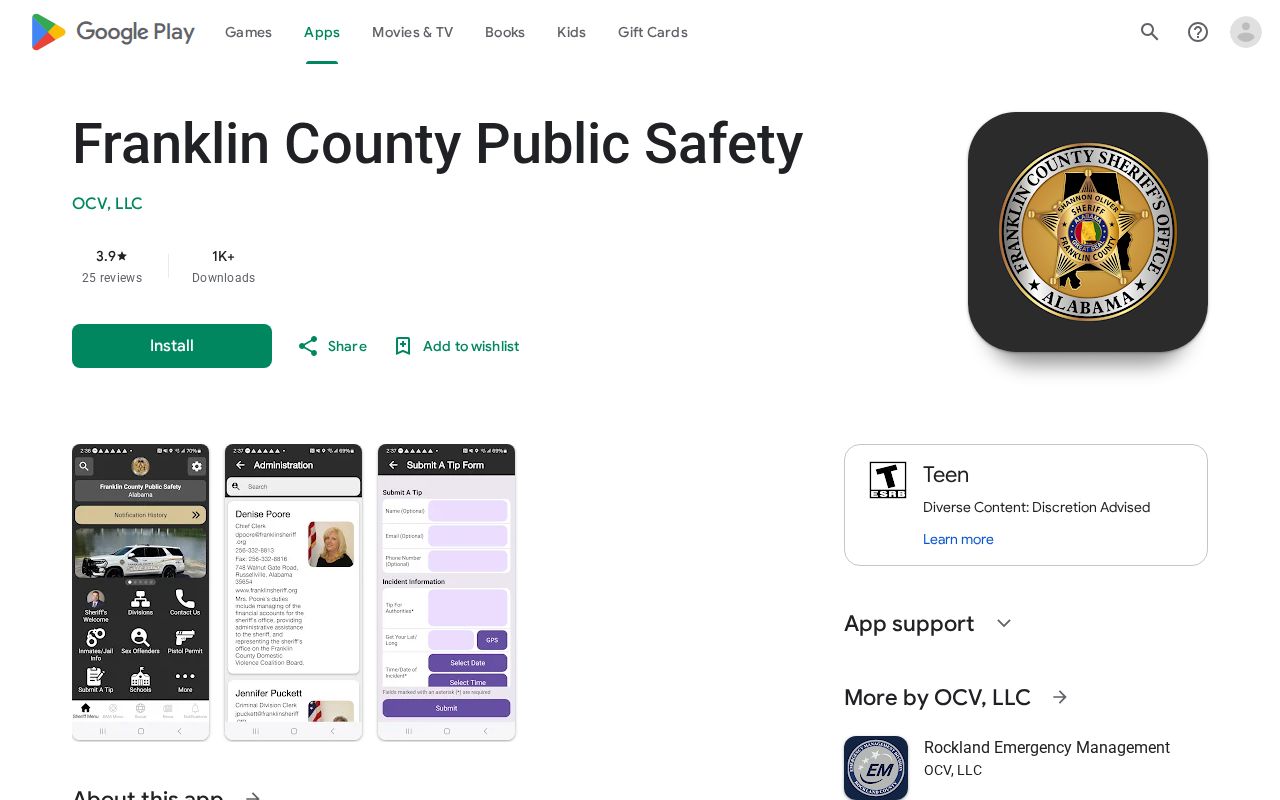 Franklin County arrest alert and public safety app description