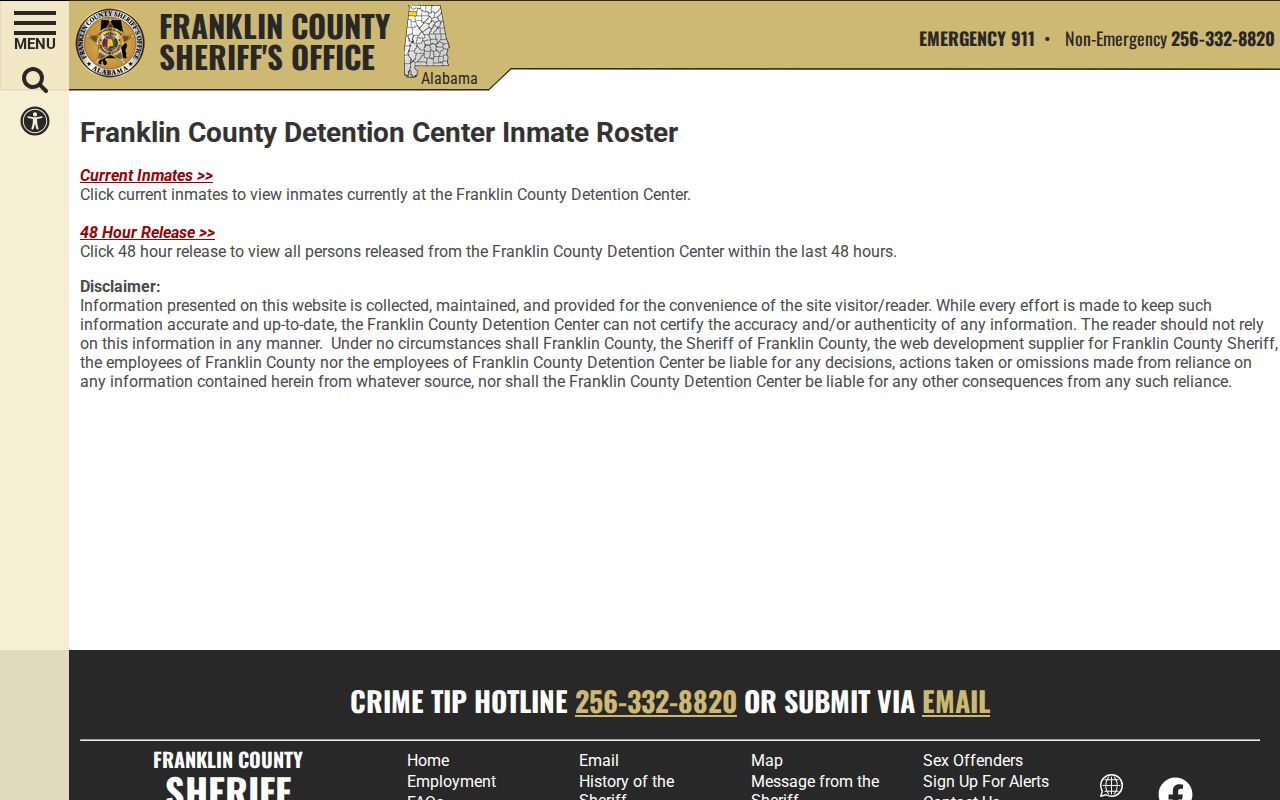 Franklin County busted mugshot roster gateway for current and released records