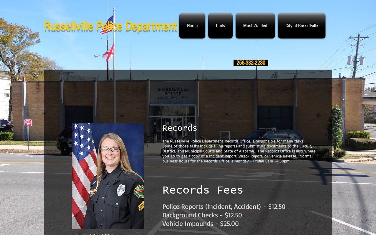Russellville Police Department arrest records access for busted mugshot requests